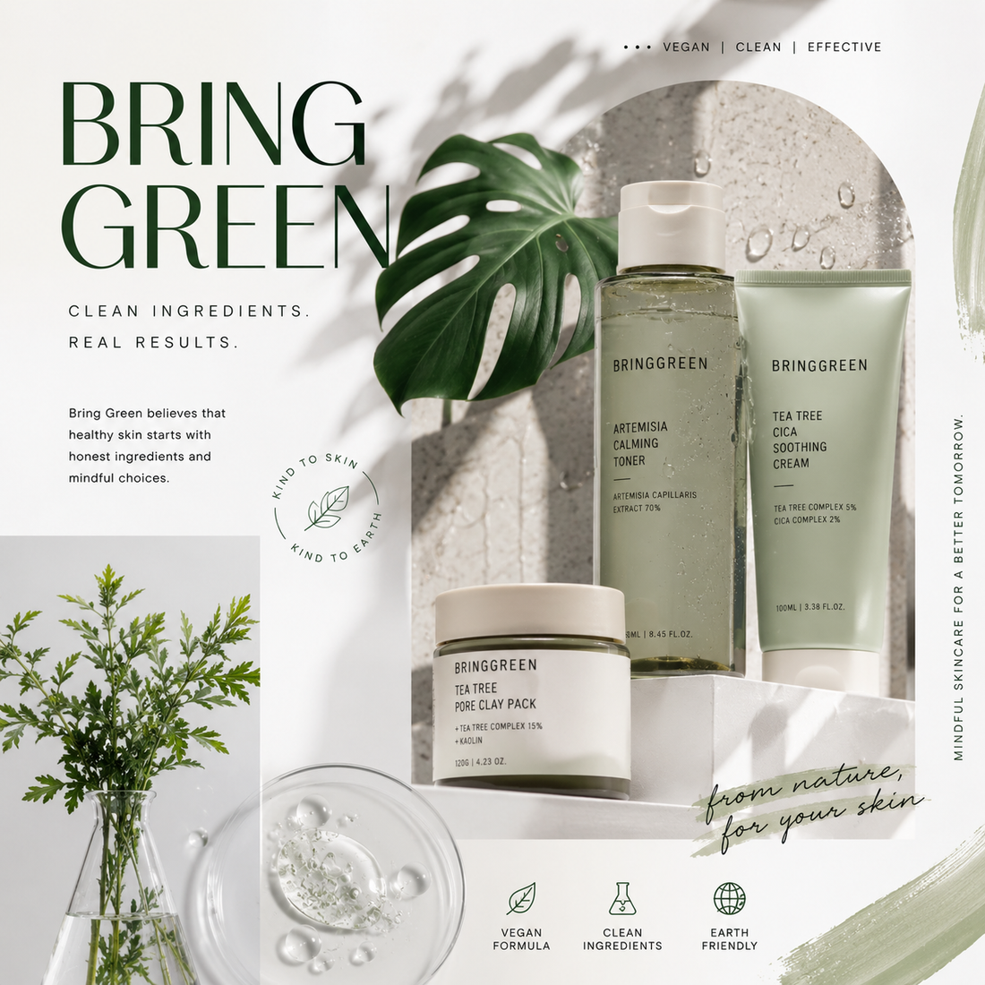 BRING GREEN Korean Skincare: Olive Young's Own Vegan Tea Tree & Cica Brand