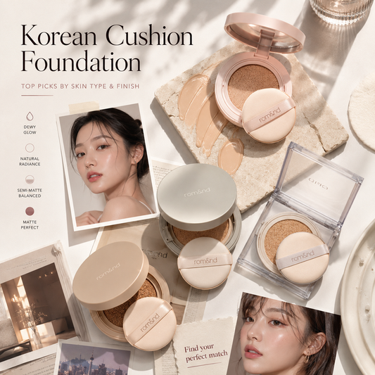 Korean cushion foundation compact and puff for a lightweight, natural, skin-like base