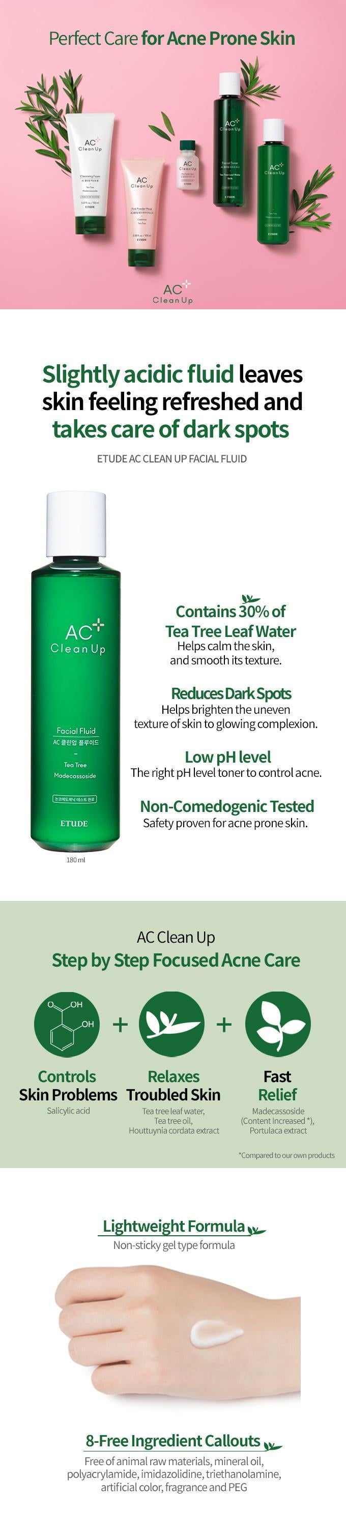 Etude House - AC Clean Up Facial Fluid 180ml