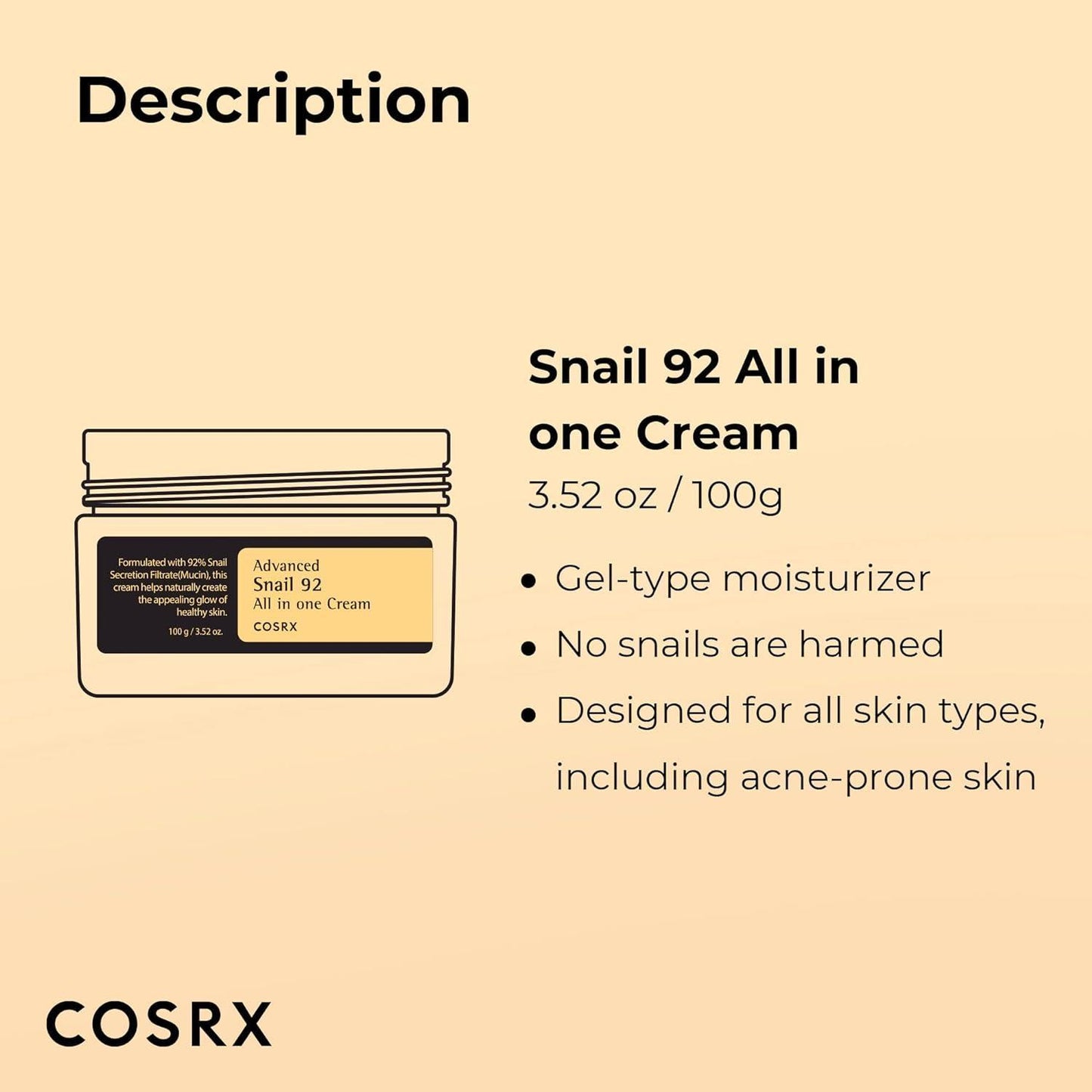 COSRX - Advanced Snail 92 All in one Cream 100ml
