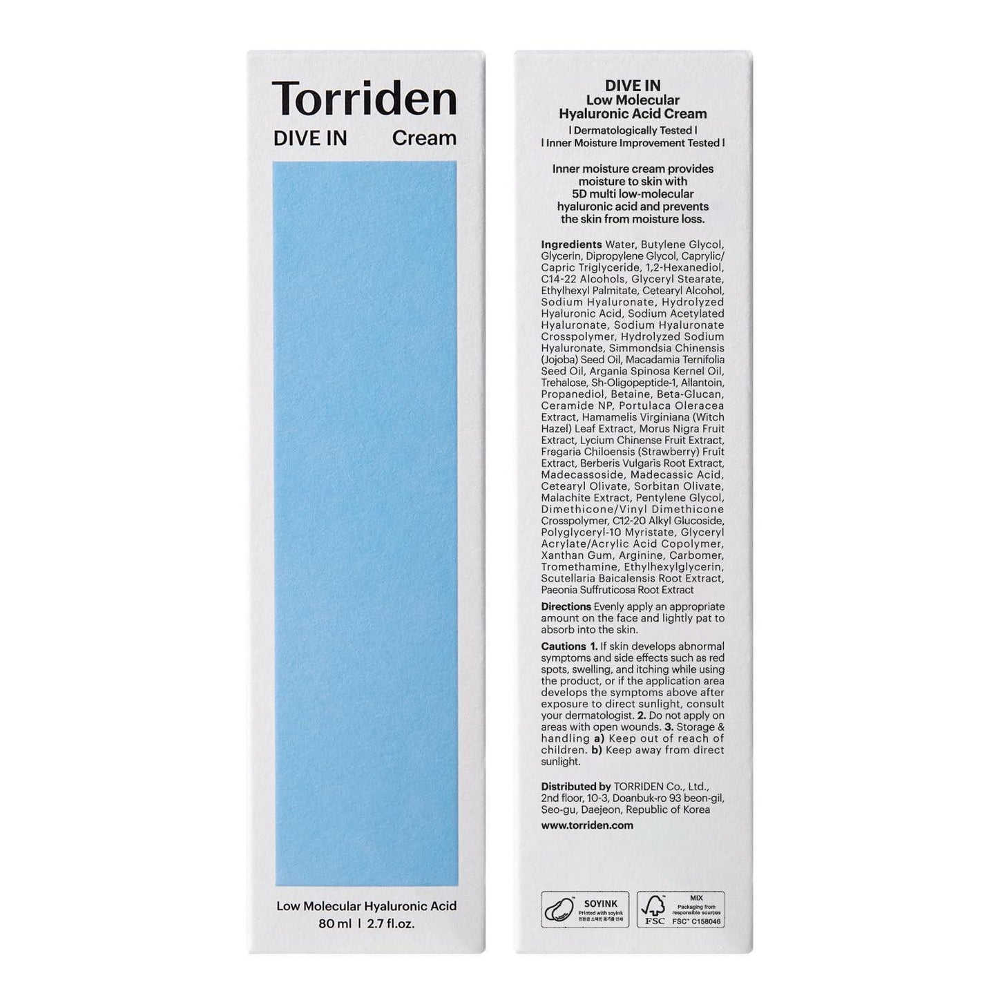 Torriden - DIVE IN Low Molecular Hyaluronic Acid Cream 80ml