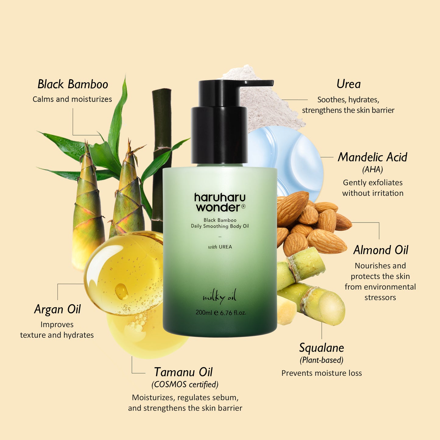 haruharu wonder - Black Bamboo Daily Smoothing Body Oil 200ml