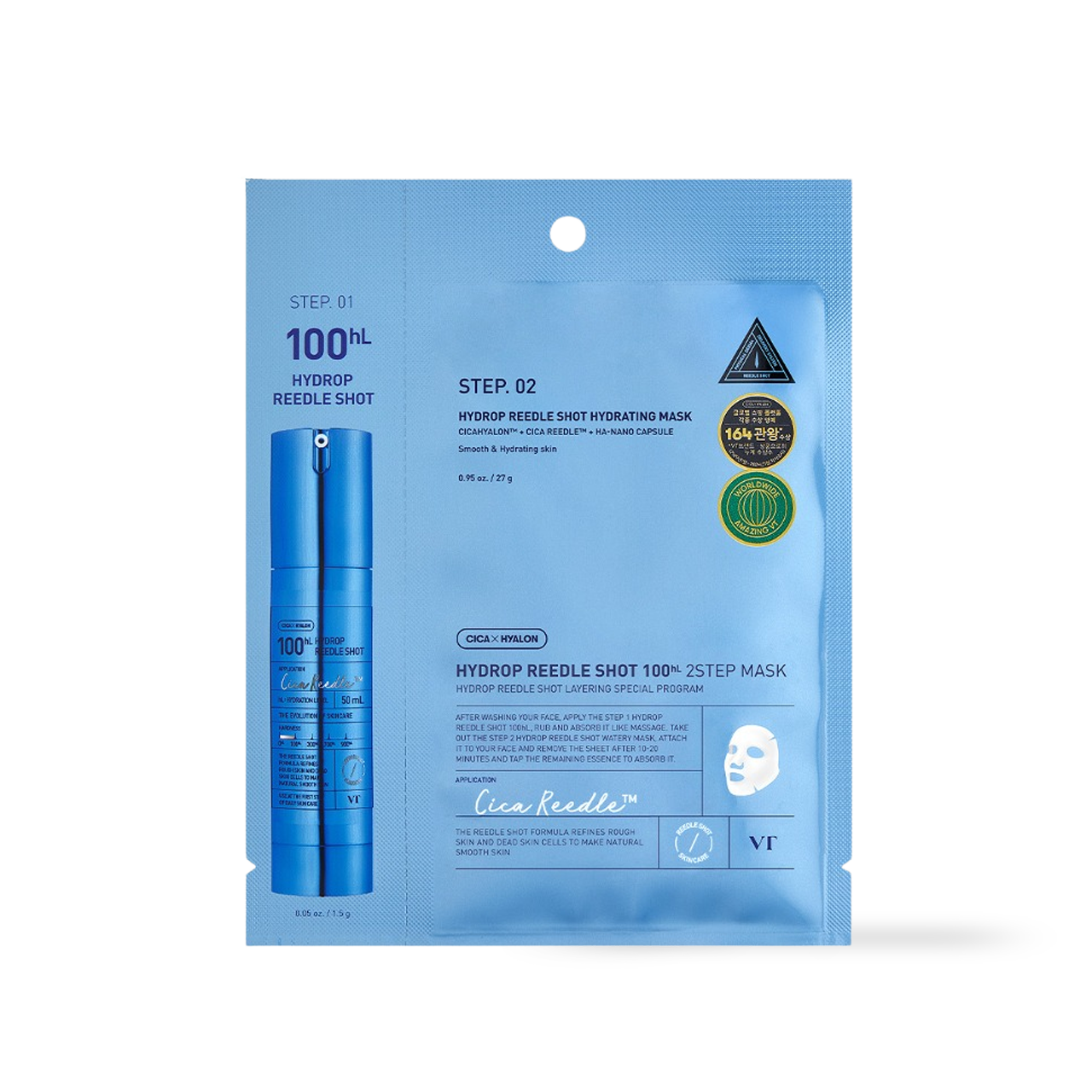 VT Cosmetics - HYDROP Reedles Shot 100hL 2 STEP MASK