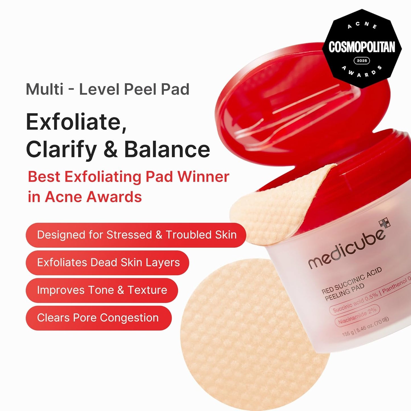 Medicube - Red Succinic Acid Peeling Pads 70pcs