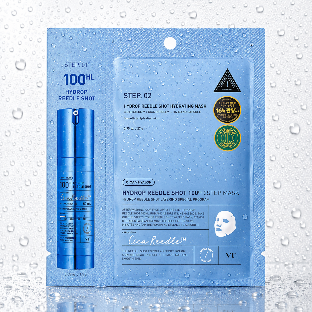 VT Cosmetics - HYDROP Reedles Shot 100hL 2 STEP MASK