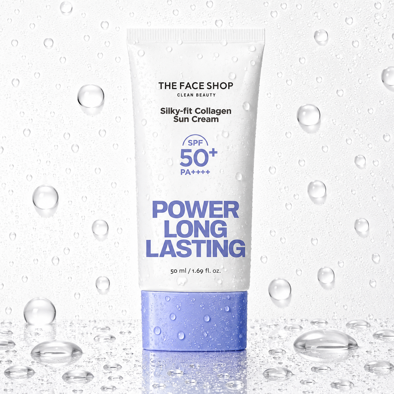 THE FACE SHOP - Power Long Lasting Silky-fit Collagen Sun Cream SPF50+ PA++++ 50ml