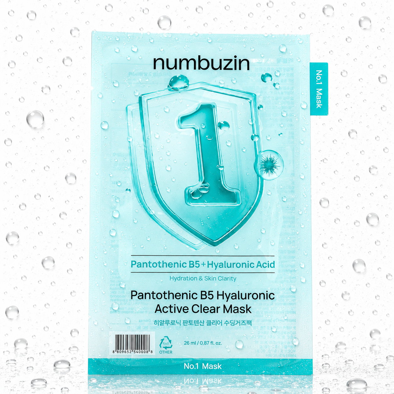 numbuzin - No.1 Pantothenic B5 Hyaluronic Active Clear Mask 26ml X 10ea