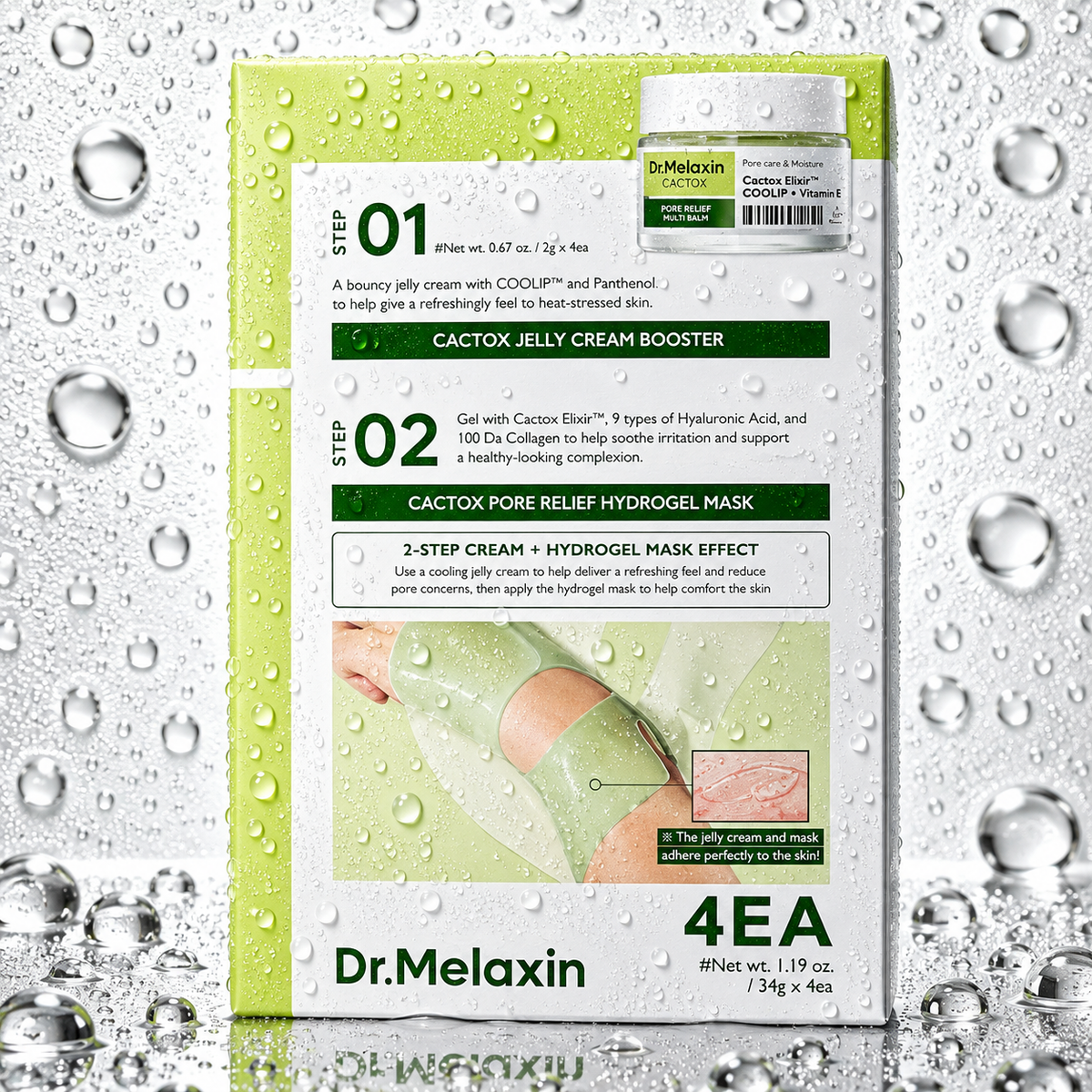 Dr.Melaxin - Cactox Jelly Cream Booster & Pore Relief Hydrogel Mask Set 4ea