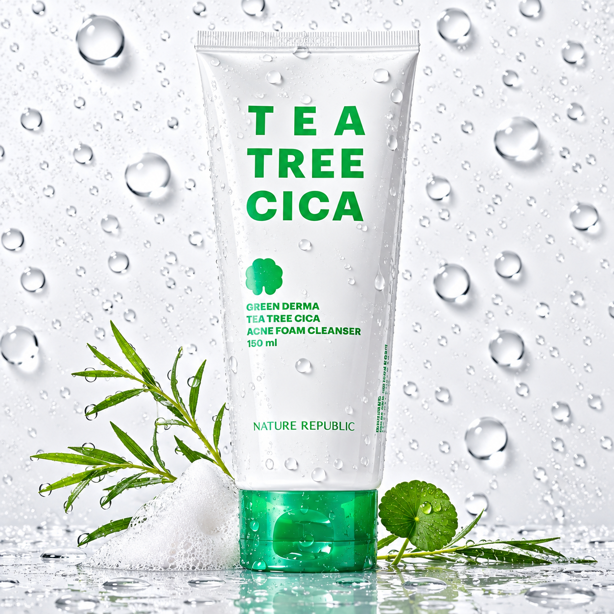 NATURE REPUBLIC - Green Derma Tea Tree Cica Acne Foam Cleanser 150ml