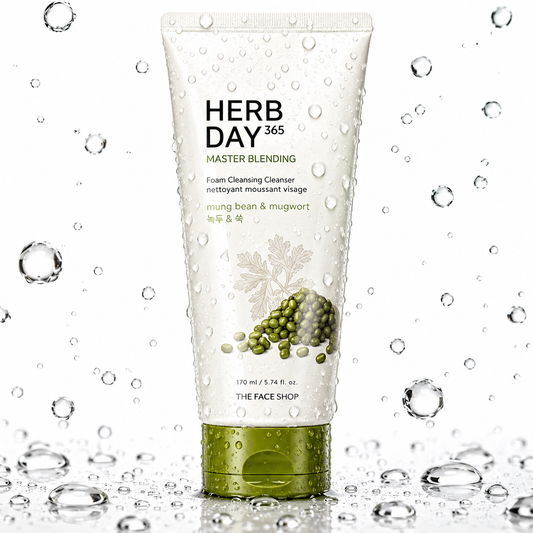 THE FACE SHOP - Herb Day 365 Cleansing Foam Mungbean & Mugwort 170ml