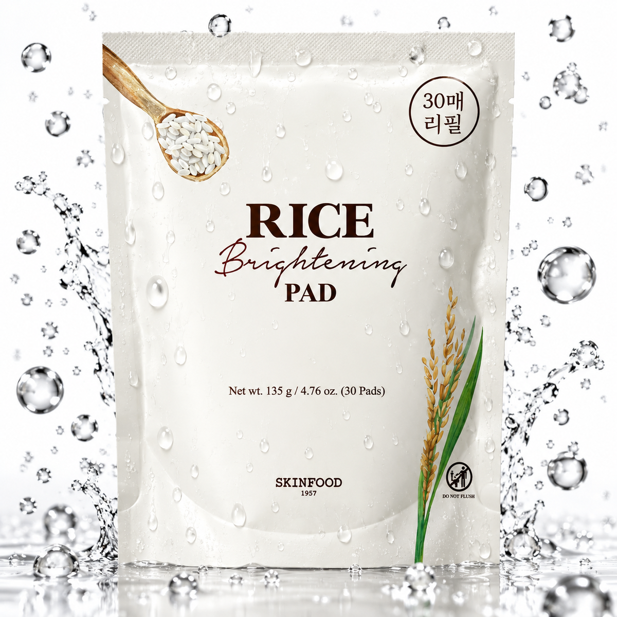 SKINFOOD - Rice Brightening Pad 135g 30 Pads (Refill)