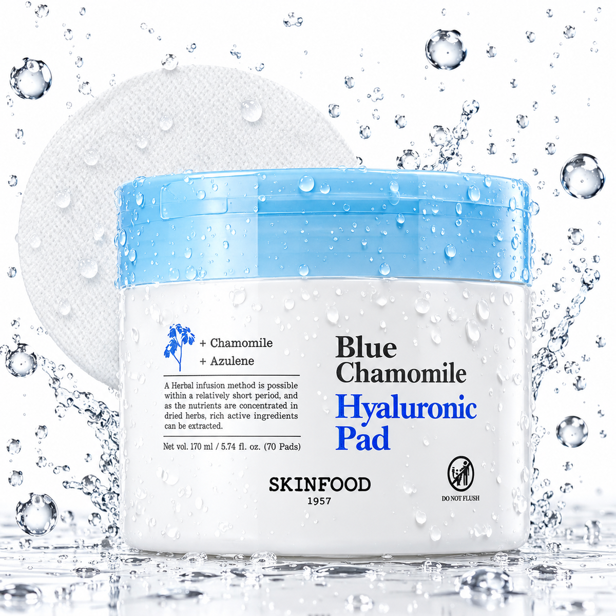 SKINFOOD - Blue Chamomile Hyaluronic Pad 170ml 70 Pads