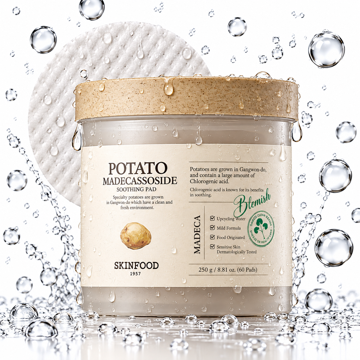 SKINFOOD - Potato Madecassoside Soothing Pad 250g 60 Pads