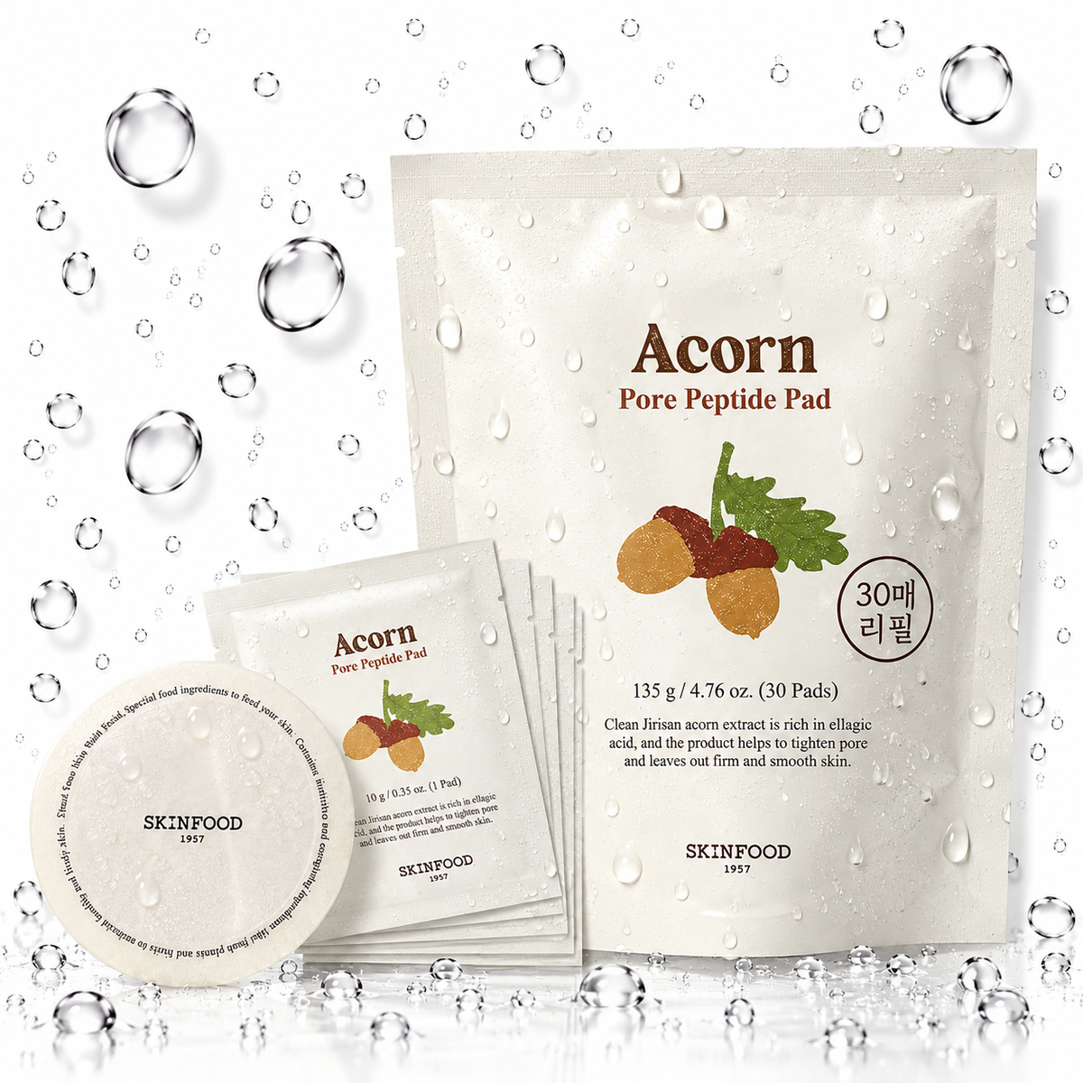 SKINFOOD - Acorn Pore Peptide Pad 135g 30 Pads (Refill)