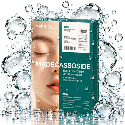 MEDIHEAL - Madecassoside Bio Seconderm Mask Blemish Soothing (Ampoule 4ml + Mask 23ml) X 10ea