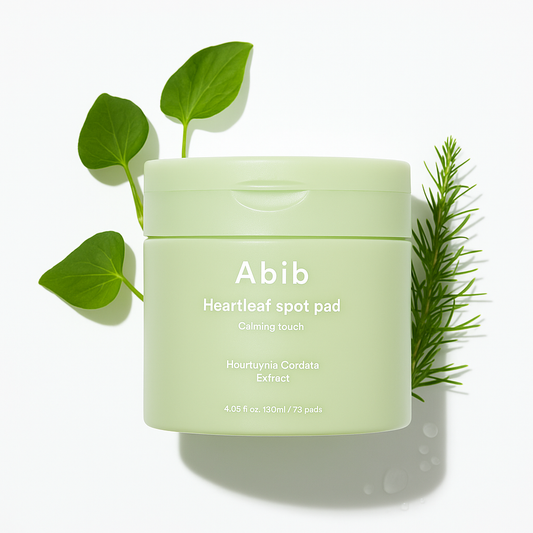 Abib - Coussinets anti-taches Heartleaf, effet apaisant, 150 ml, 80 coussinets